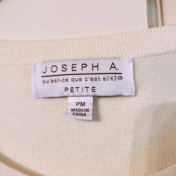 Joseph A. Creamy White Button-Up Sweater w/ Black Floral & Gold Beaded Design - Picture 7 of 7